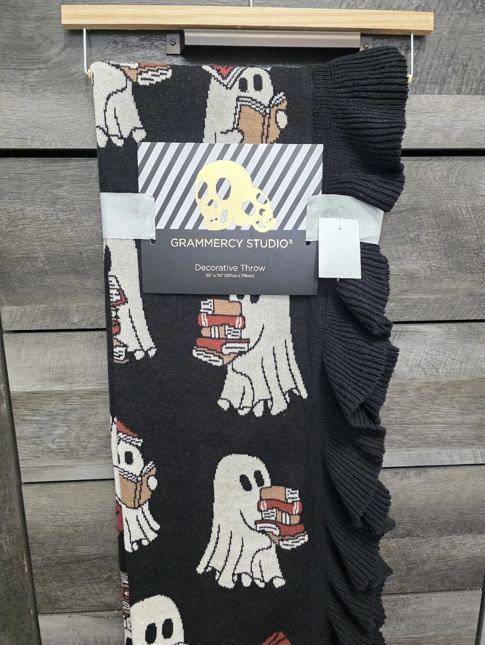 Grammercy Studio Halloween Ghost Reading Books Decorative Throw Blanket Viral